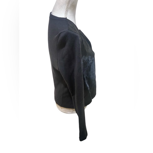 Majestic filatures black open front jacket knit leather fur & knit size small - Picture 6 of 9
